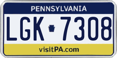PA license plate LGK7308