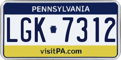 PA license plate LGK7312