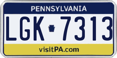 PA license plate LGK7313