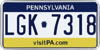 PA license plate LGK7318
