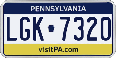 PA license plate LGK7320