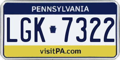 PA license plate LGK7322