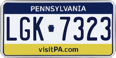 PA license plate LGK7323