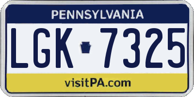 PA license plate LGK7325