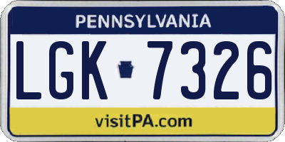 PA license plate LGK7326