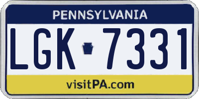 PA license plate LGK7331