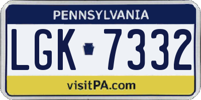 PA license plate LGK7332