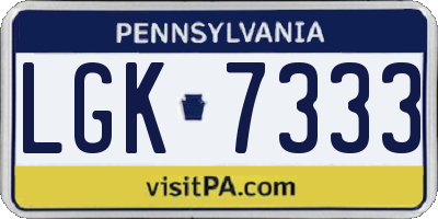 PA license plate LGK7333