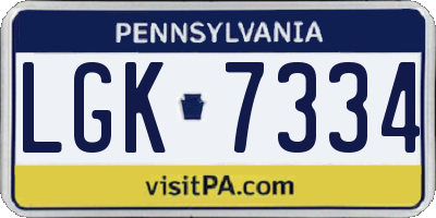 PA license plate LGK7334