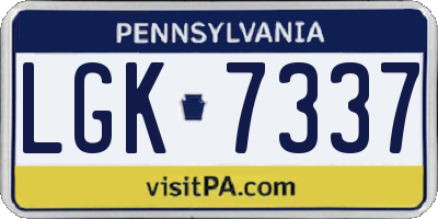 PA license plate LGK7337