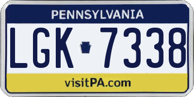 PA license plate LGK7338