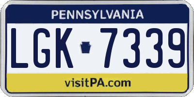 PA license plate LGK7339