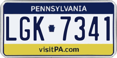 PA license plate LGK7341