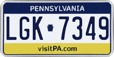 PA license plate LGK7349