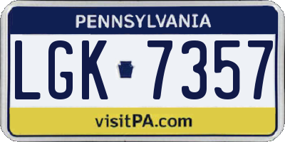 PA license plate LGK7357