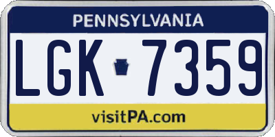 PA license plate LGK7359