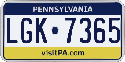 PA license plate LGK7365