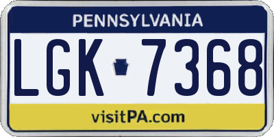 PA license plate LGK7368