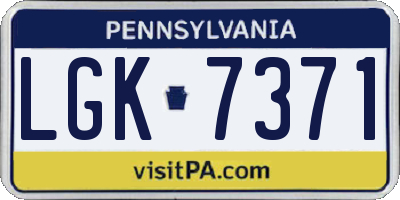PA license plate LGK7371
