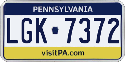 PA license plate LGK7372