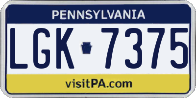 PA license plate LGK7375