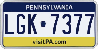 PA license plate LGK7377