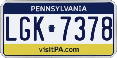 PA license plate LGK7378