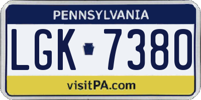 PA license plate LGK7380
