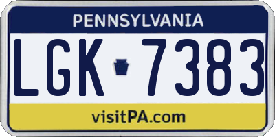 PA license plate LGK7383