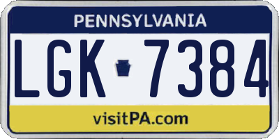 PA license plate LGK7384