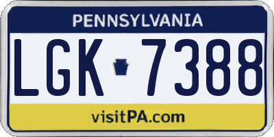 PA license plate LGK7388