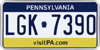 PA license plate LGK7390