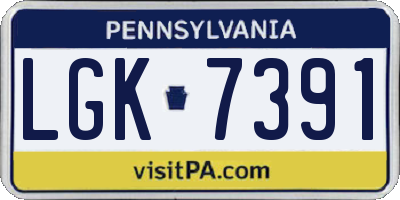 PA license plate LGK7391