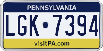 PA license plate LGK7394
