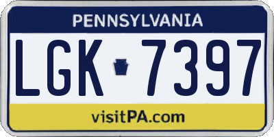 PA license plate LGK7397
