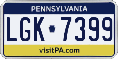 PA license plate LGK7399