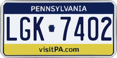 PA license plate LGK7402