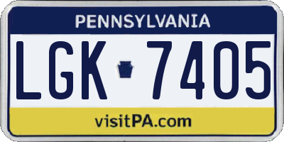 PA license plate LGK7405
