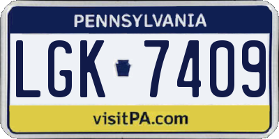 PA license plate LGK7409