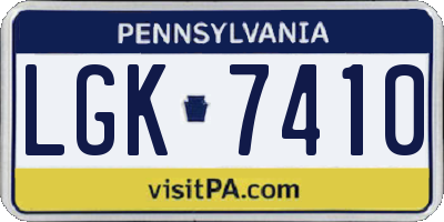 PA license plate LGK7410