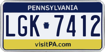 PA license plate LGK7412