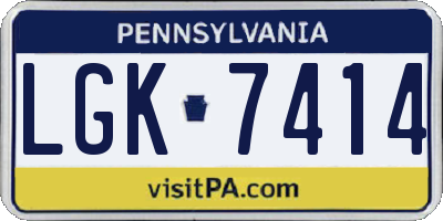 PA license plate LGK7414