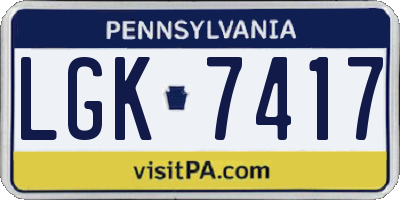 PA license plate LGK7417