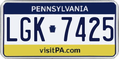 PA license plate LGK7425