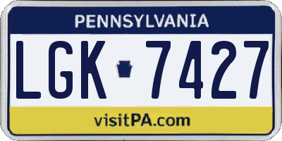 PA license plate LGK7427