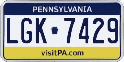 PA license plate LGK7429