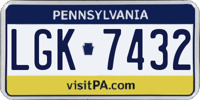 PA license plate LGK7432