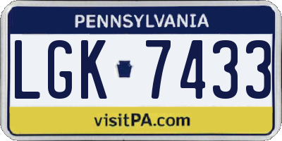 PA license plate LGK7433