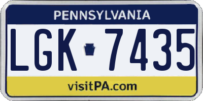 PA license plate LGK7435