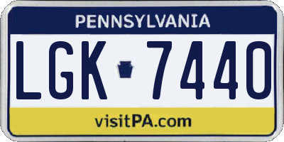 PA license plate LGK7440